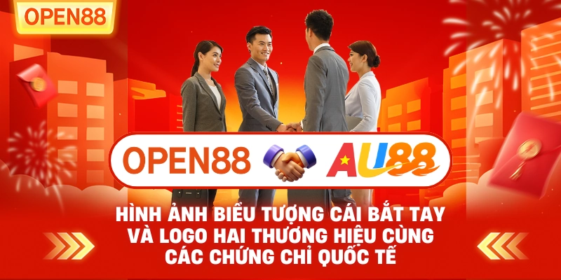 Hình ảnh biểu tượng cái bắt tay và logo hai thương hiệu cùng các chứng chỉ quốc tế Hình ảnh biểu tượng cái bắt tay và logo hai thương hiệu cùng các chứng chỉ quốc tế